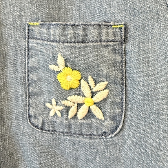 Boden Girls Embroidered Denim Dress 7-8Y Daisy Cottagecore Prairie Spring - Picture 6 of 9